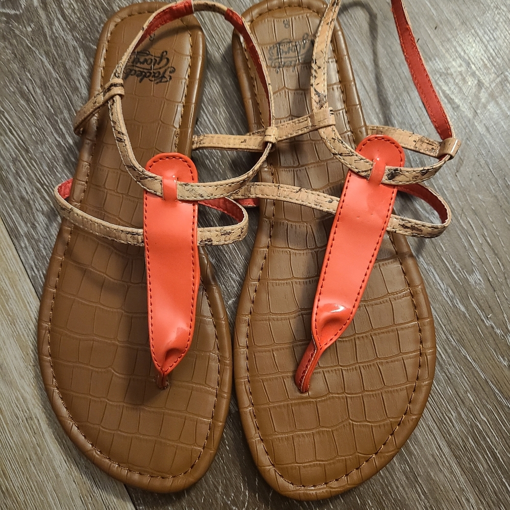 NWOT Faded Glory Sandals Coral & Tan